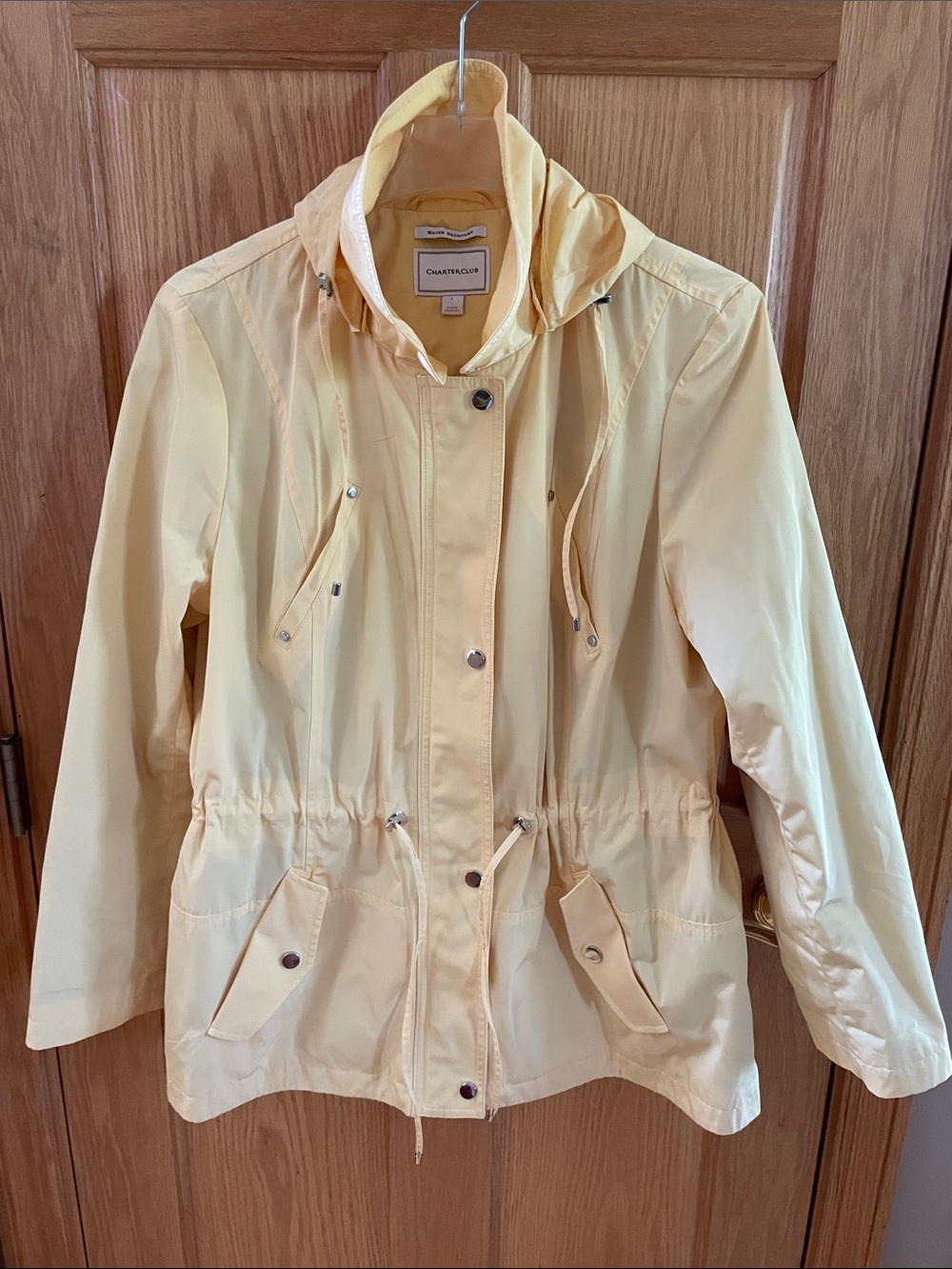 Like New Charter Club Yellow Drawstring Waist Water Resistant Utility Jacket - L